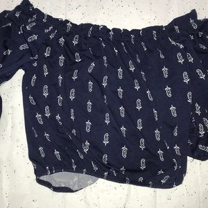 navy blue feather blouse 🕊